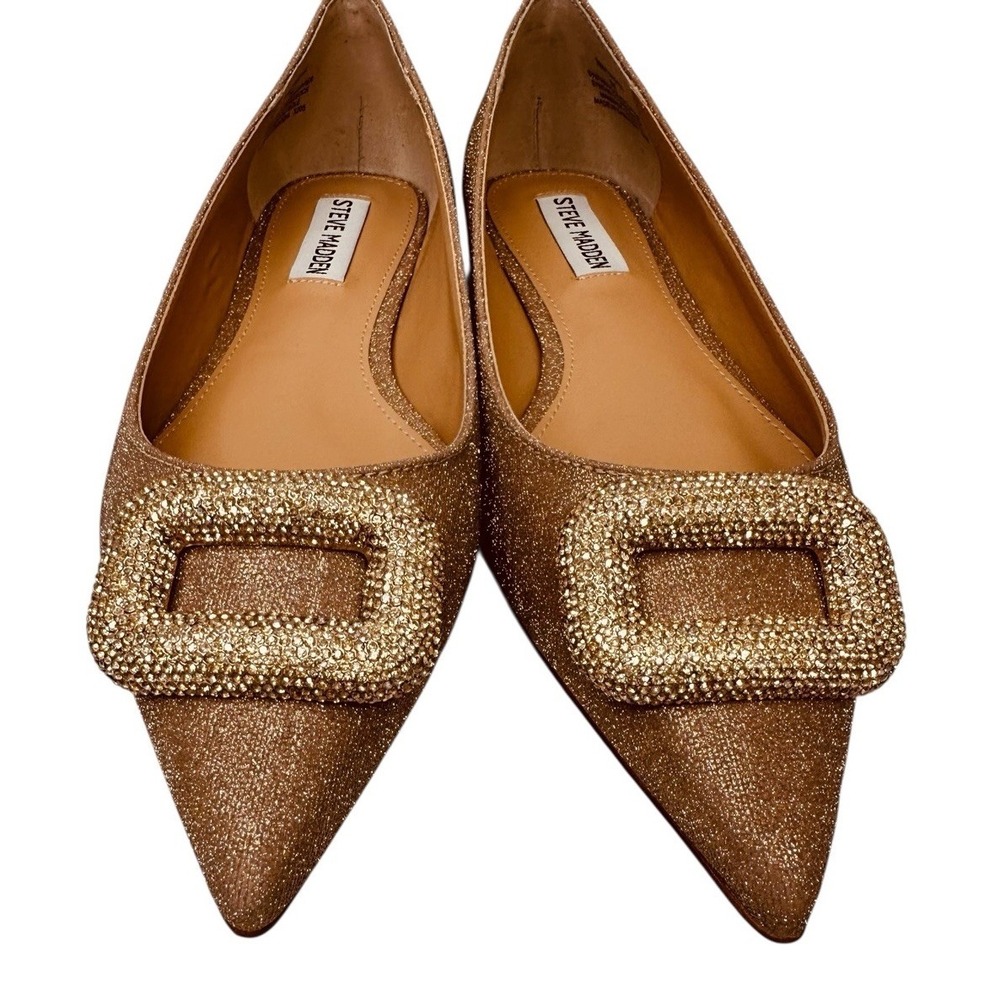 Women's Steve Madden Tink Color Gold Pointy Ballet Flat Size 8M NWB - Picture 13 of 13